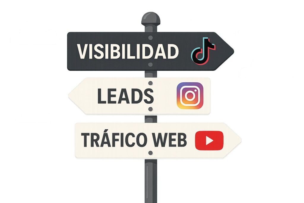 Ilustracion de señales de trafico que representan las diferentes direcciones o que redes sociales usar en funcion de los objetivos que tengas